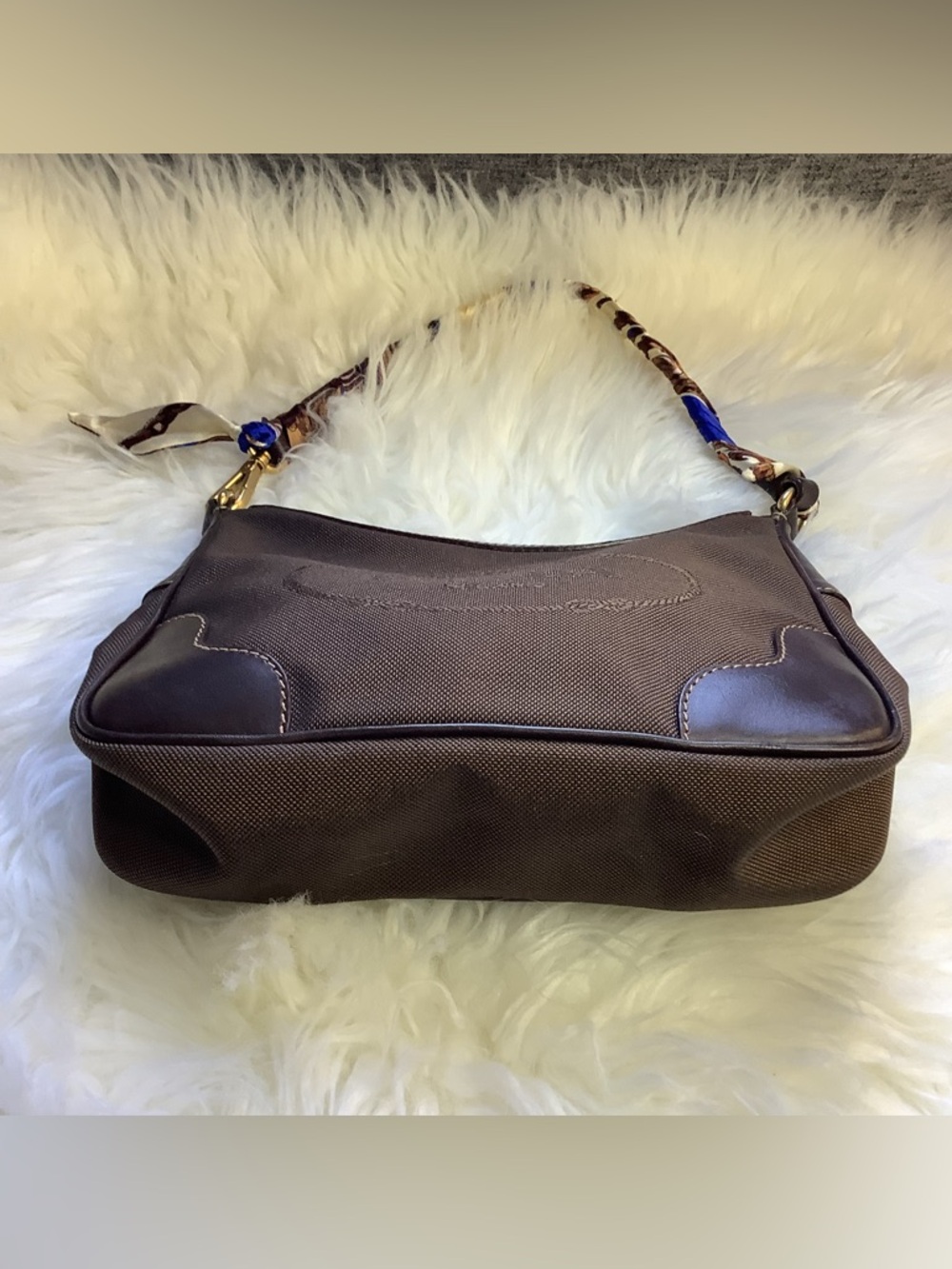 Prada Brown Logo Jacquard Mini Hobo bag - Picture 3 of 15
